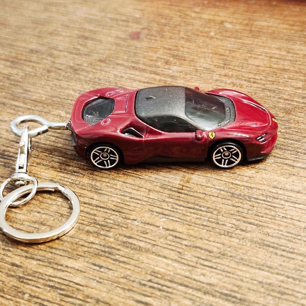 Ferrari SF90 Stradale Custom Keychain Maroon Hot Wheels Matchbox Keyring